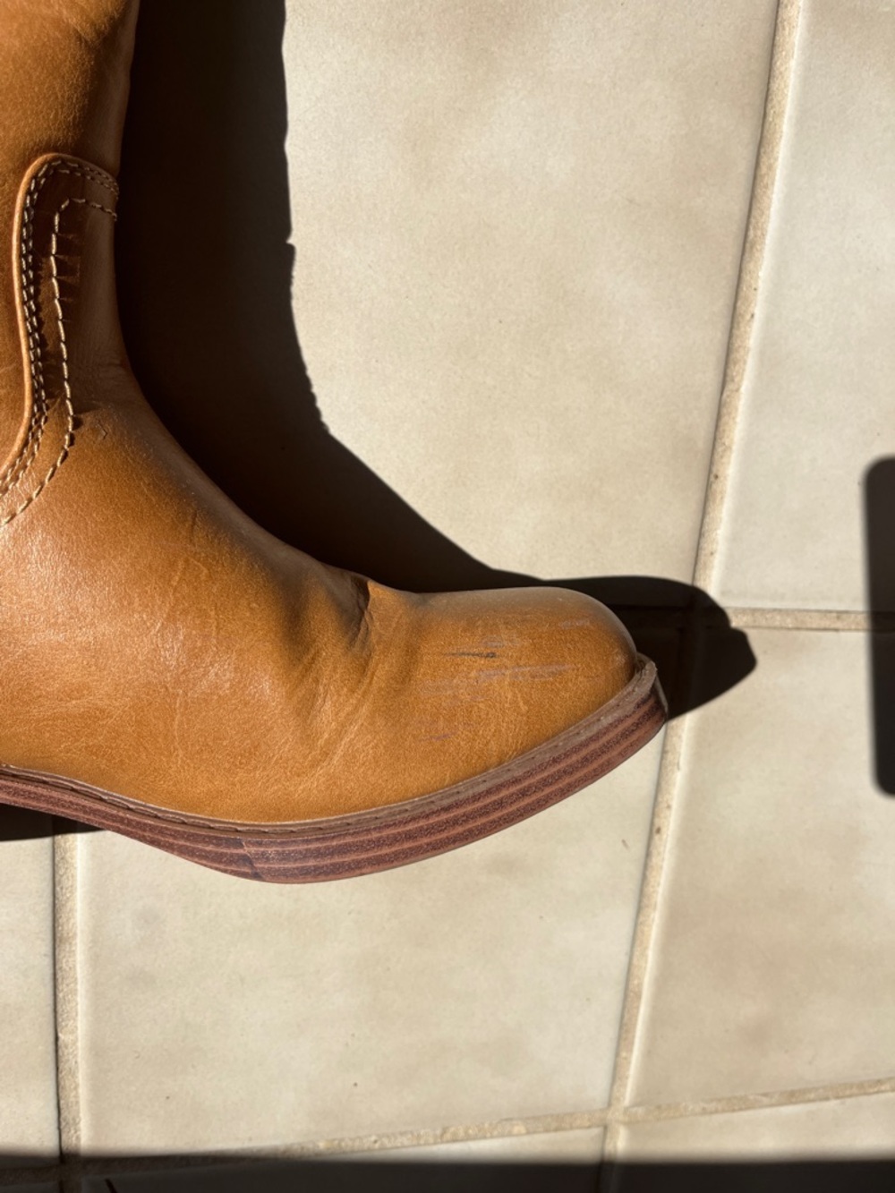 Haute Hippie Classic Tall Women's Camel Leather Heeled Boots Frye Look Alike - Picture 13 of 15